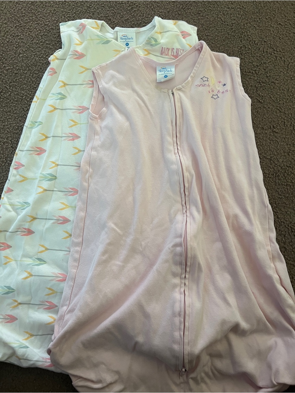 Halo Girls Sleeveless Sleep Sacks in Pink and Pastel Arrow Print bundle of Two!
